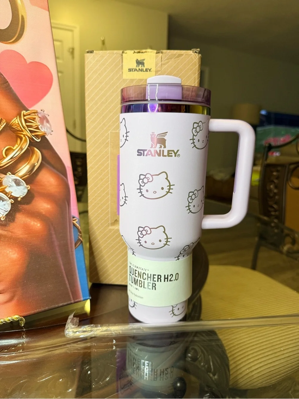 Stanley Pink Hello Kitty Quencher H2.0 Travel Tumbler with Purple Lid - Picture 2 of 5